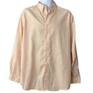 PRONTO UOMO Dress/Casual Shirt  Men's 17 34/35 Peach Check Casual Button-Up LS